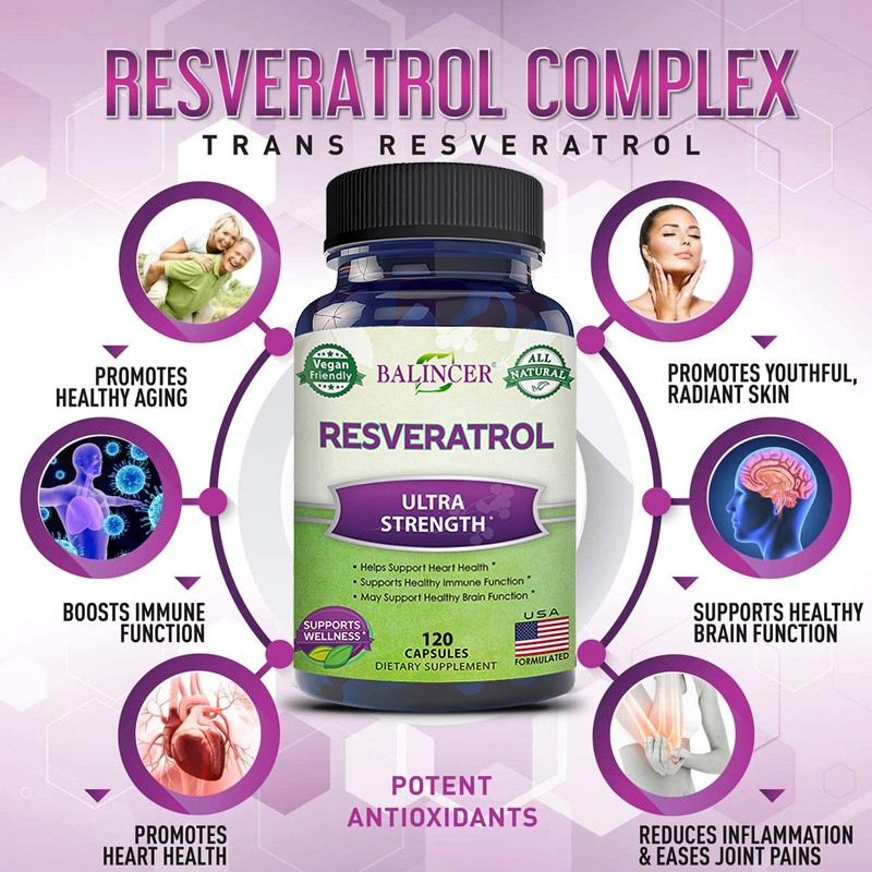 Resveratrol Extract Supplements Supports Joints Nervous System 120 Pills US