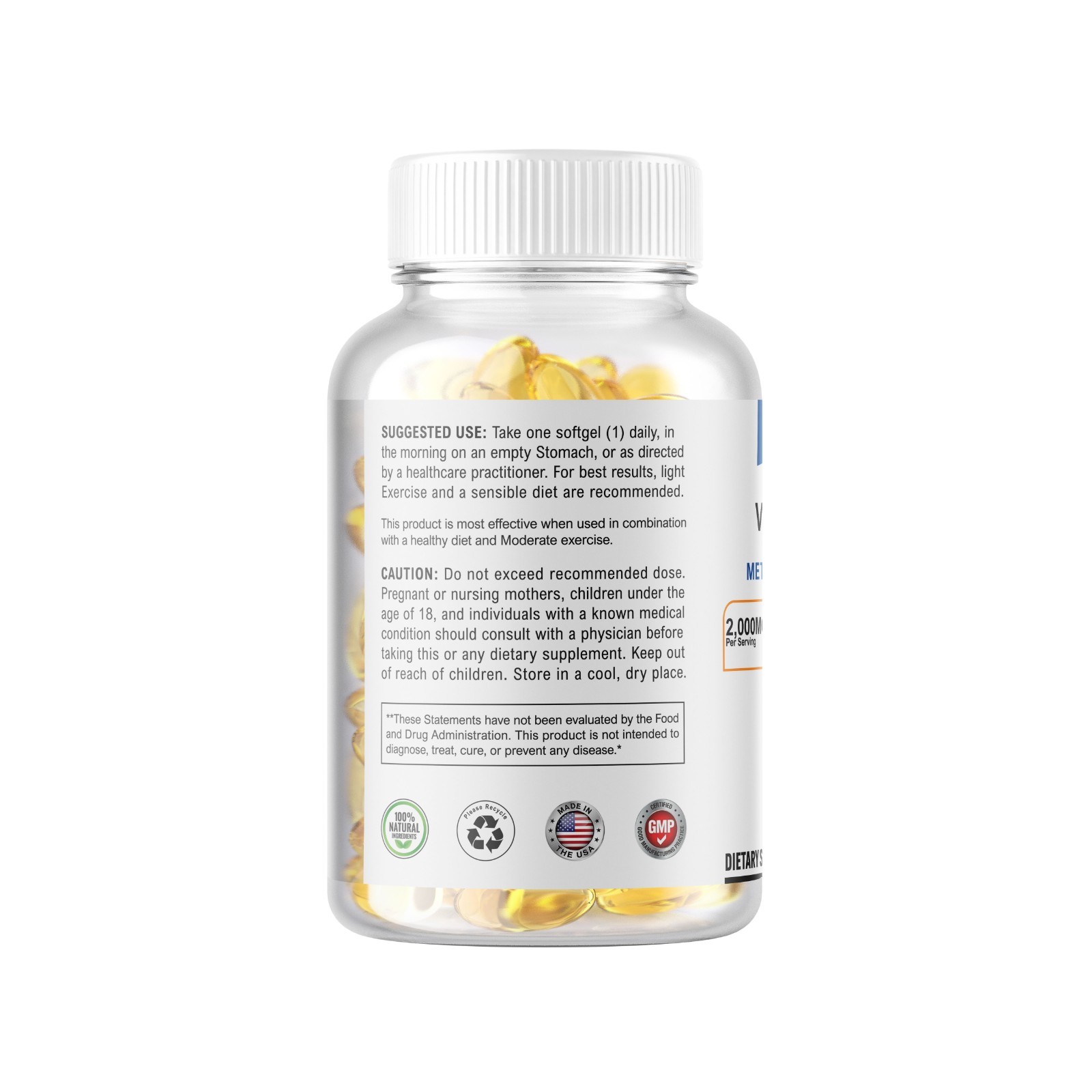 Vitamin B12 (Methylcobalamin) 2000mcg 250 Softge USA NON-GMP Vegetarian