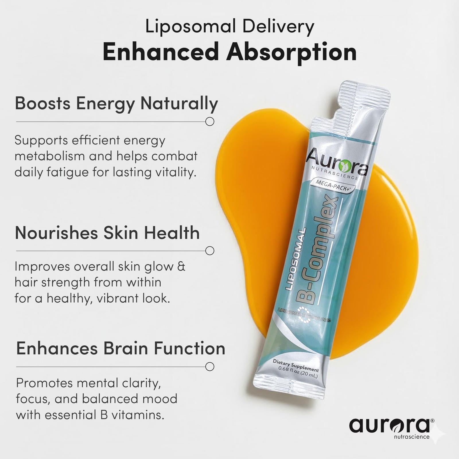 Aurora Nutrascience Mega-Liposomal B-Complex + 0.07 Fl Oz (Pack of 10)