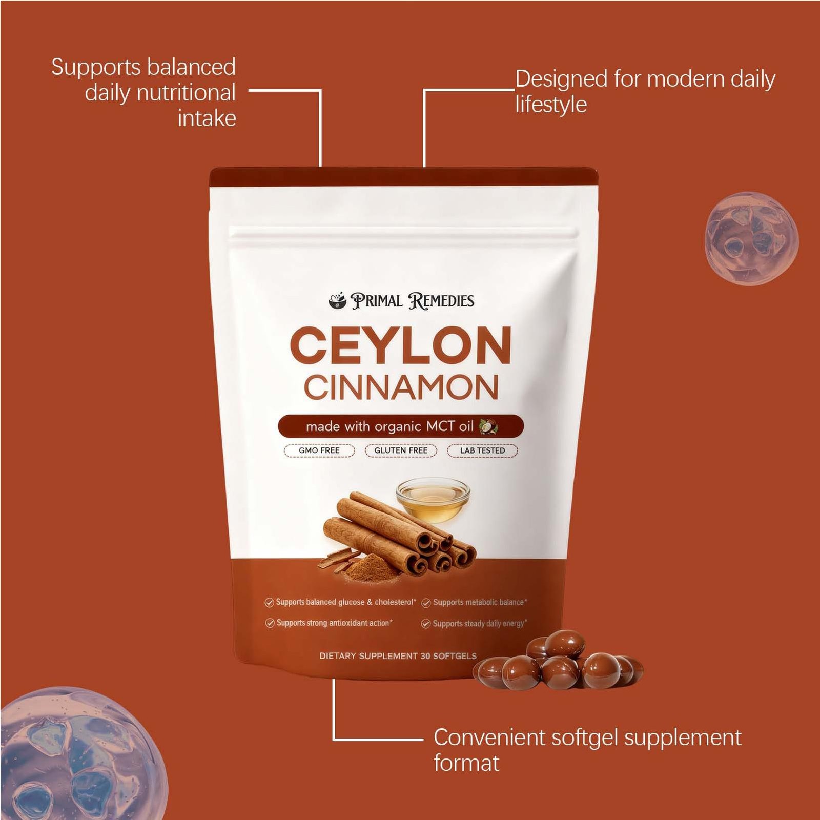 Cinnamon Ceylon Softgels, Ceylon Cinnamon Soft Gels 7200Mg Equivalent