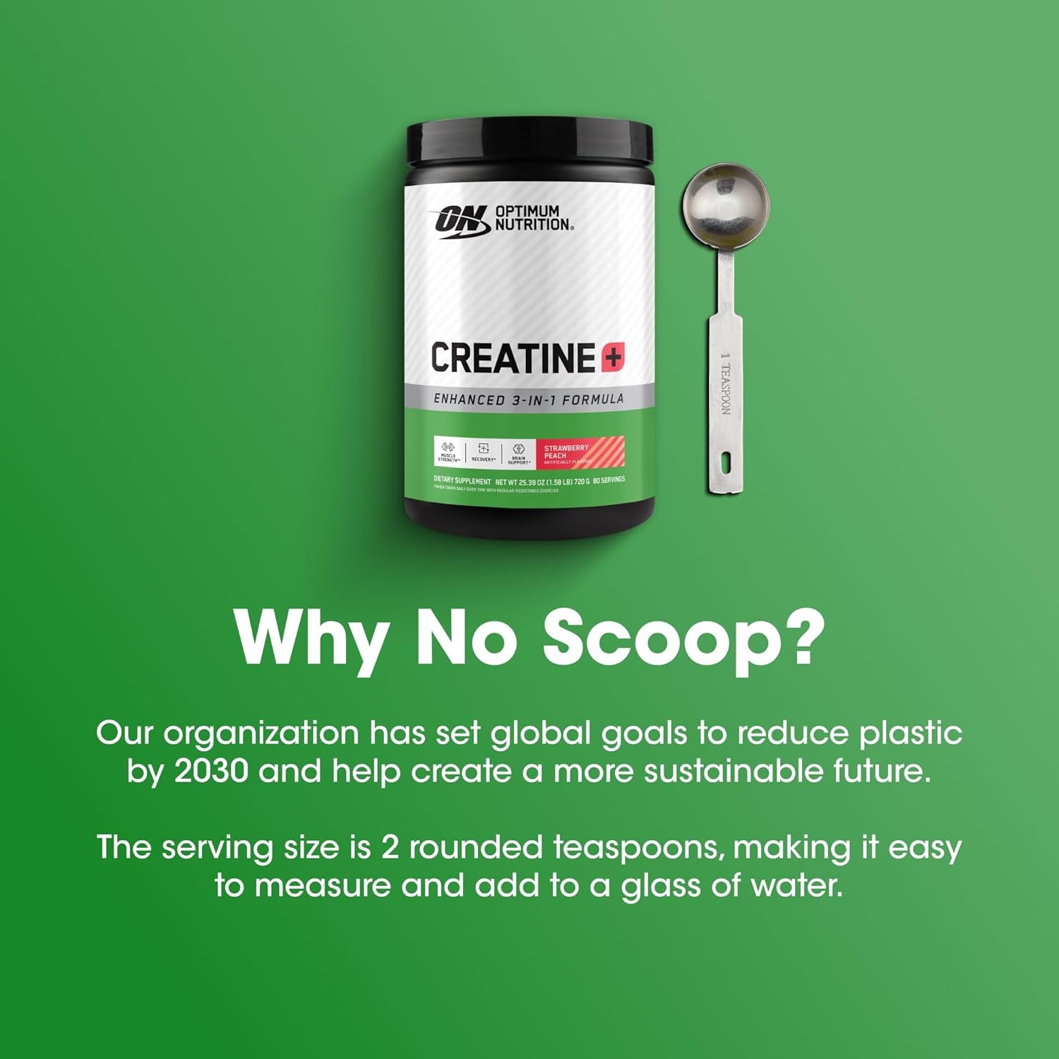 Optimum Nutrition Creatine Monohydrate Powder Strawberry Peach Performance 720g