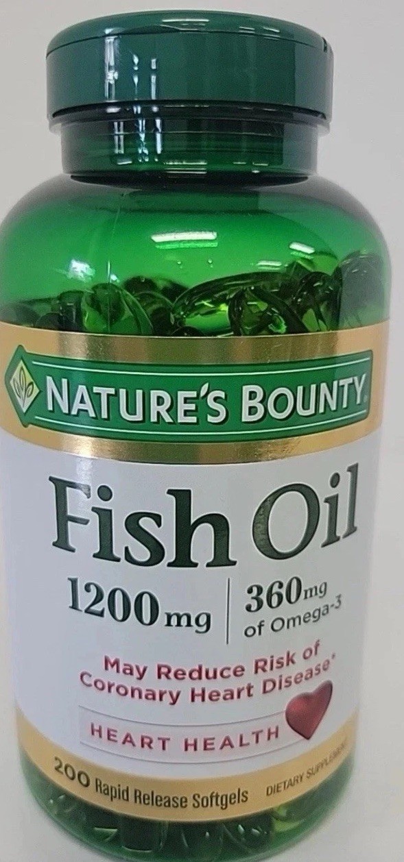 Nature’s Bounty Fish Oil 1200 Mg 360 Mg Omega-3 200 Capsules Exp 12/2026 SEALED