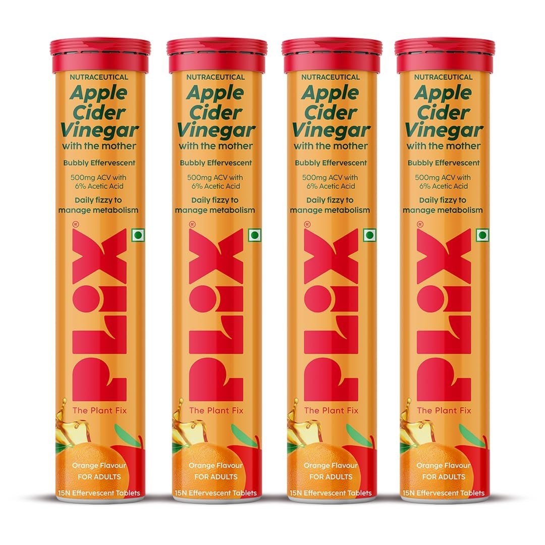 THE PLANT FIX Apple Cider Vinegar Effervescent Tablet -Orange (Pack of 4)