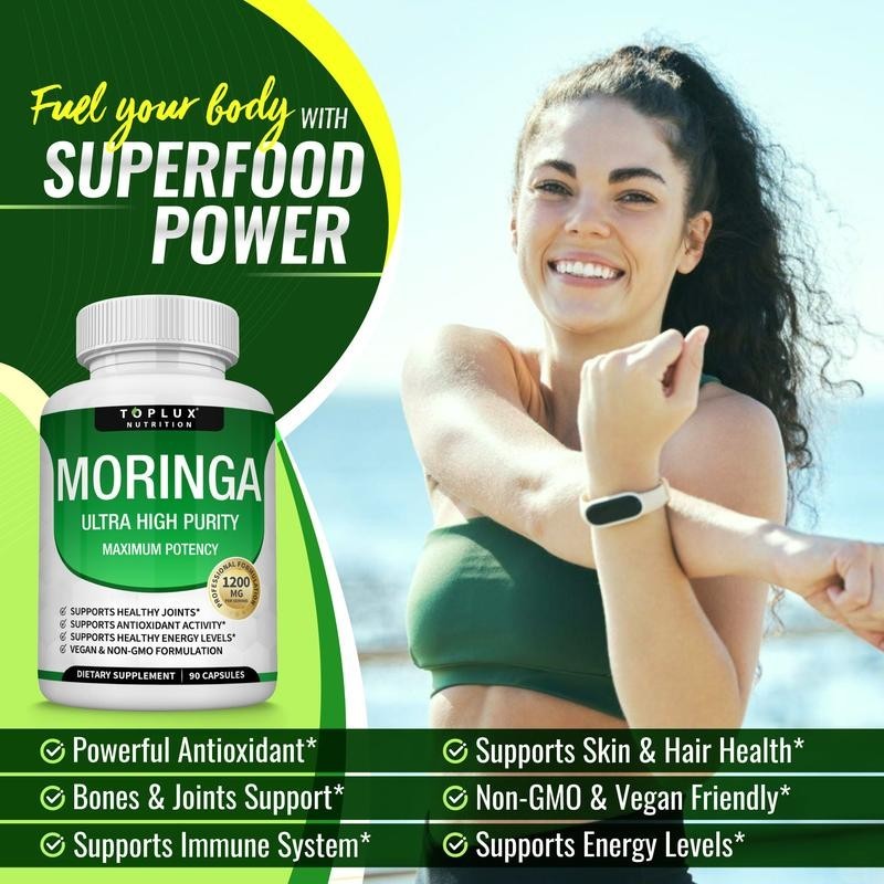 Moringa 1200mg Capsules | 90 Capsules, Immune & Gut Support