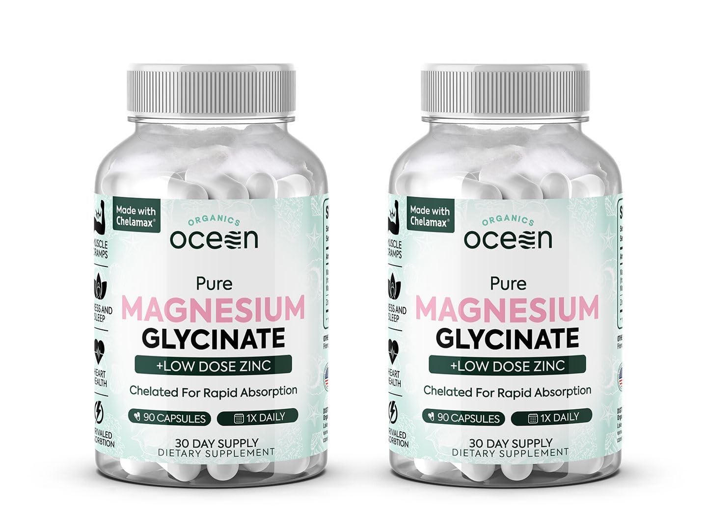 Magnesium Glycinate Zinc Organic Strength Maximum Supplement Chelated Ocean