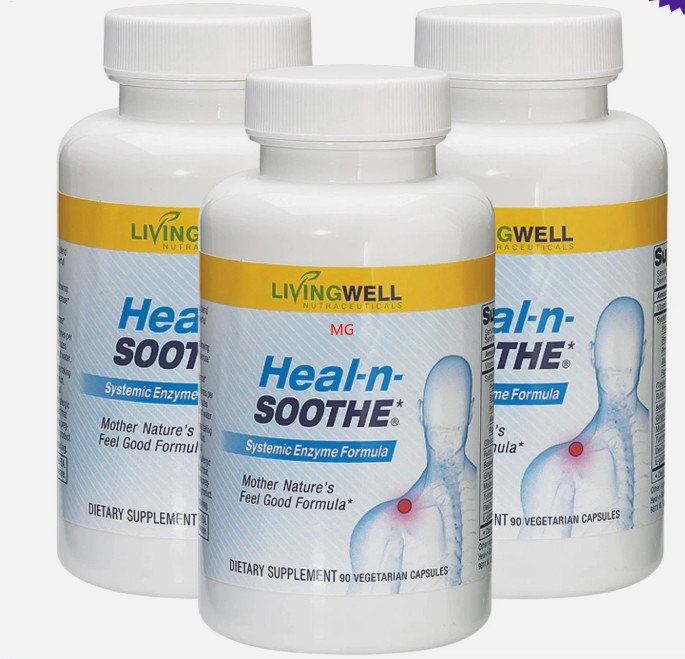 3 Nutraceuticals LivingWell Systemic Enzyme Formula 90 Cap pack Heal-n-Soothe