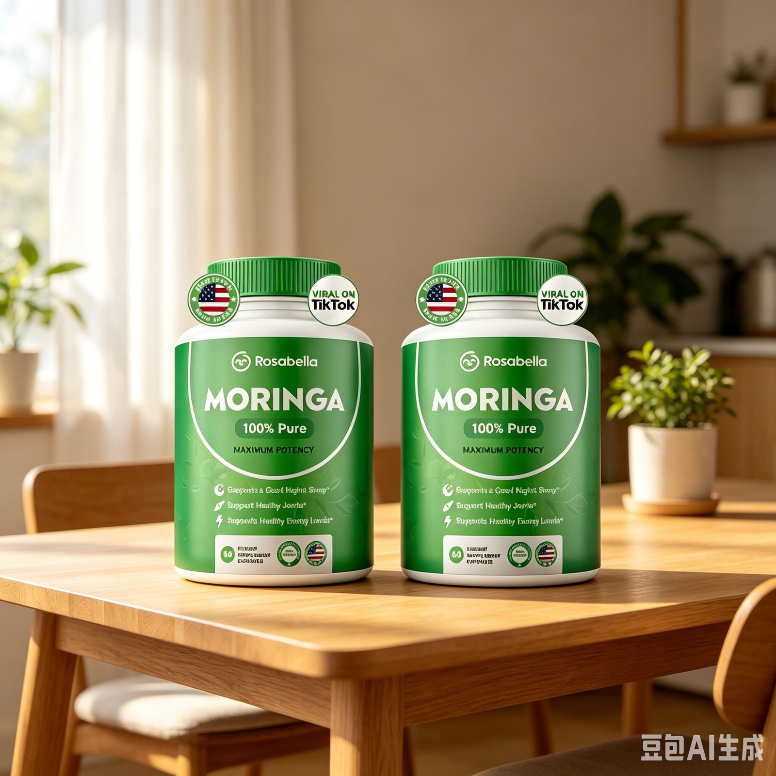 bell Rosa Moringa Capsules Support Immune for and Gut Health 60 cap 2 bottles