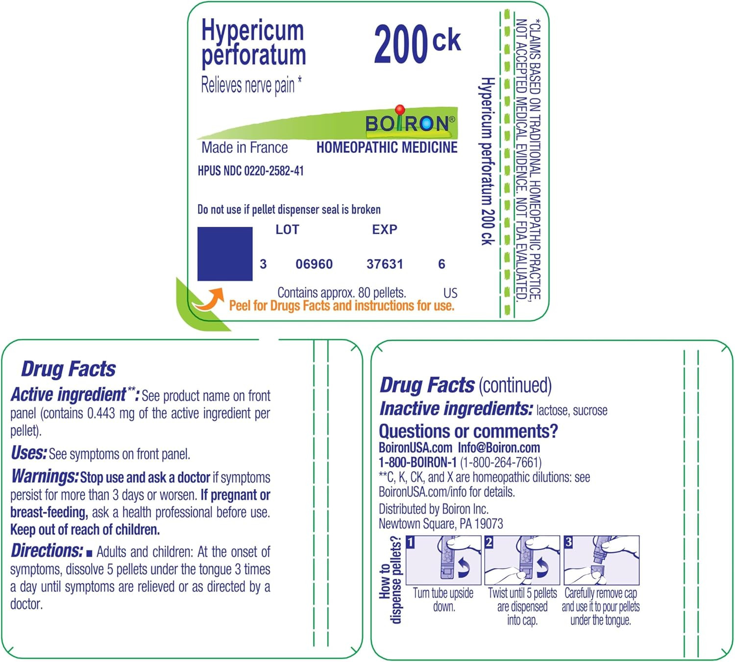 Hypericum Perforatum 200CK, 80 Pellets, Homeopathic Medicine for Nerve Pain