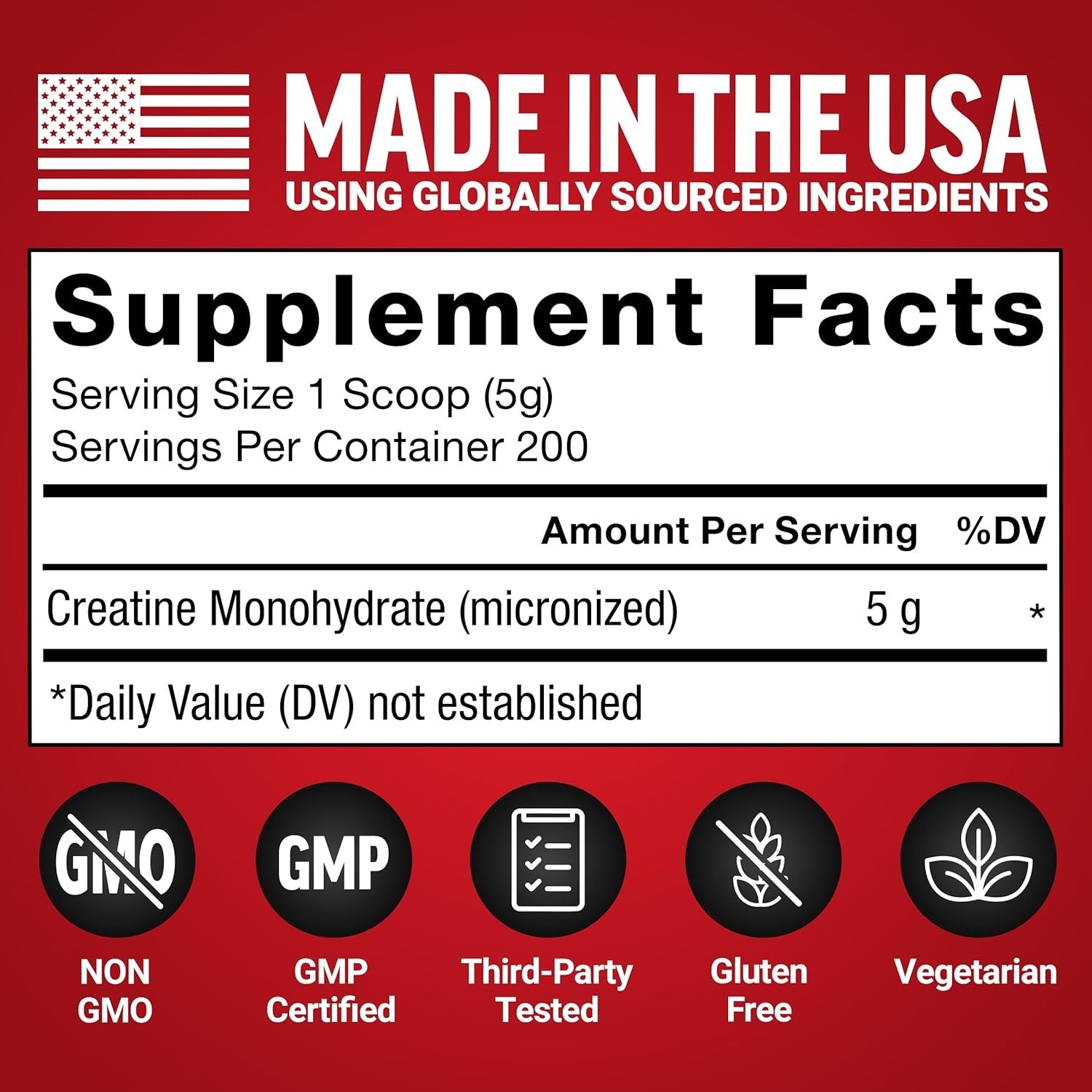 Creatine Monohydrate Powder, 5g Micronized Dose to Support Muscle Growth, Str…