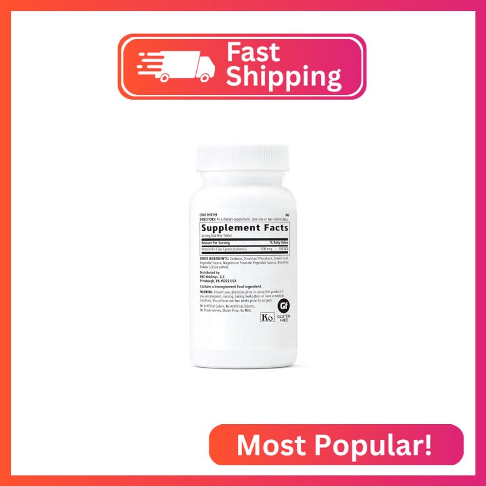 GNC Vitamin B-12 500mcg, Supports Energy Production, 100 Tablets