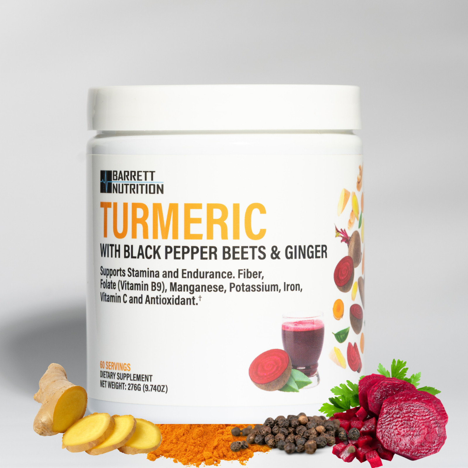 Barrett Nutrition, Turmeric with Black Pepper, Beets and Ginger
