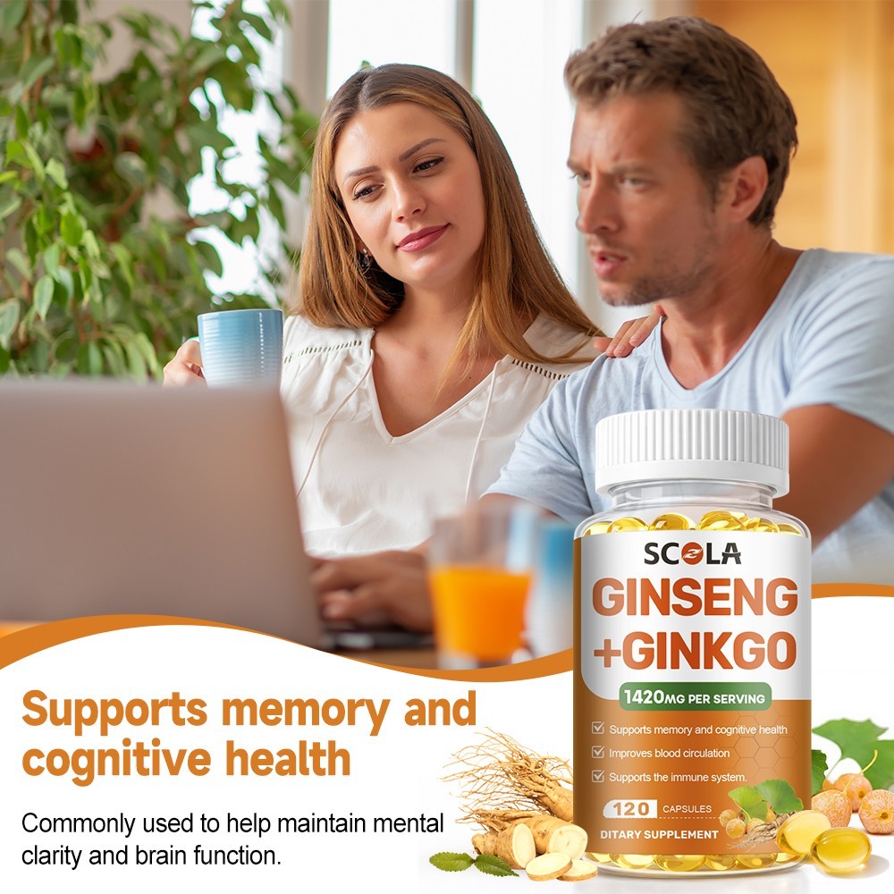 Ginkgo Biloba + Ginseng Extract Red Panax Focus Brain Memory Metabolism Booster