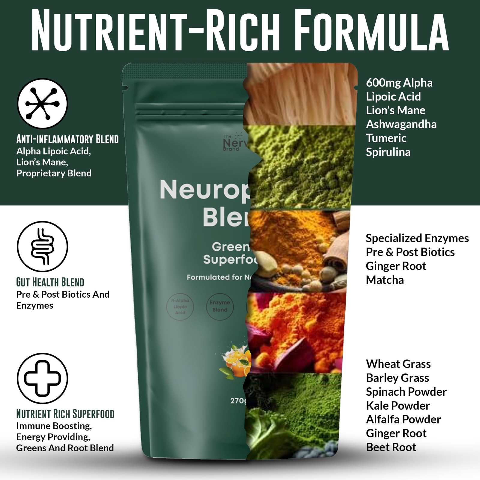 Nerve Brand Neuropathy Superfood Sunshine Orange Nutritional Supplement