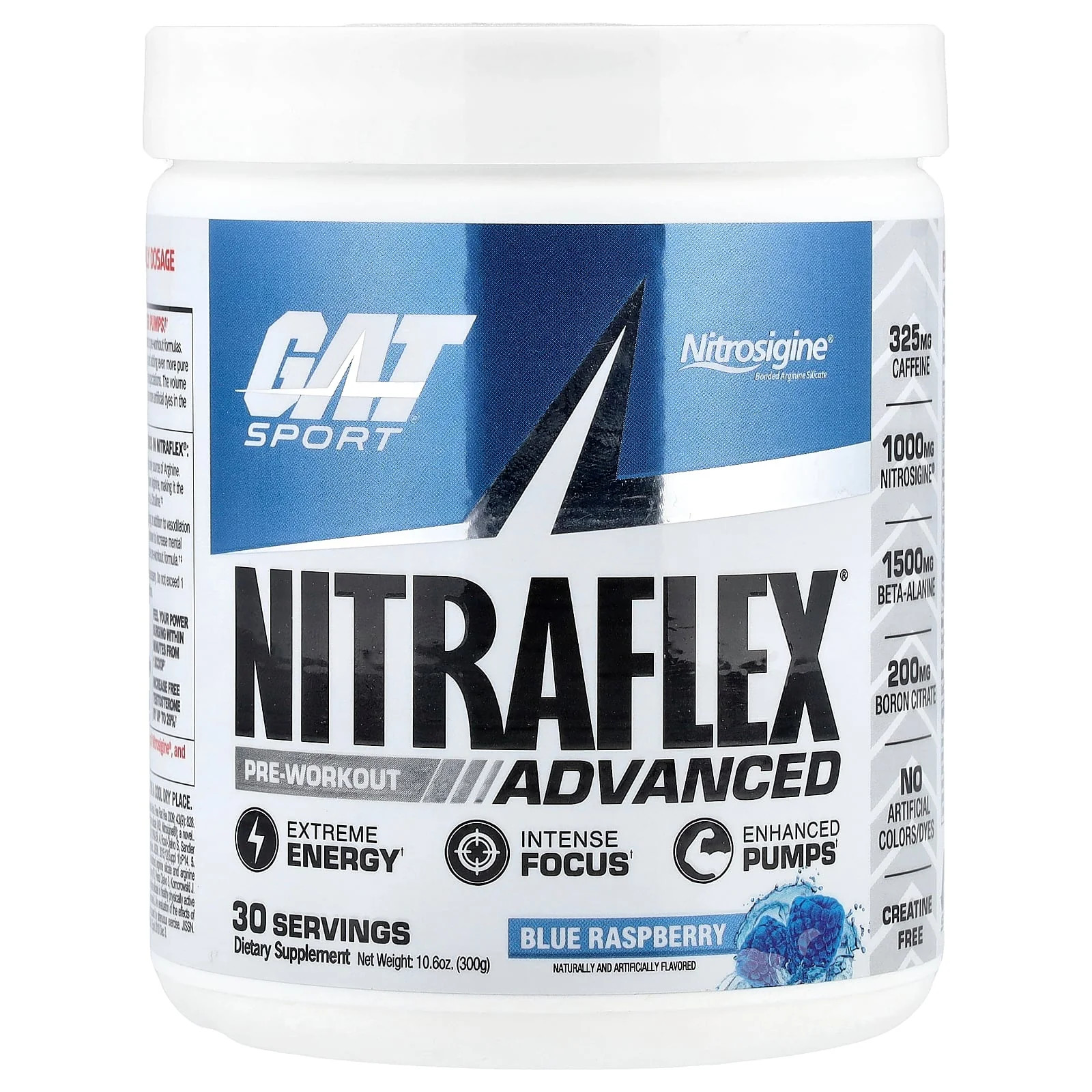 2 X GAT, Sport, NITRAFLEX� Advanced, Pre-Workout, Blue Raspberry, 10.6 oz (300