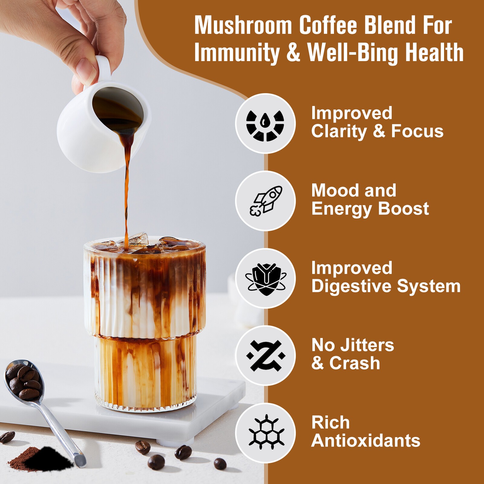 1x Mushroom Coffee Powder Lions Mane Reishi Immunity & Brain Booster 70g