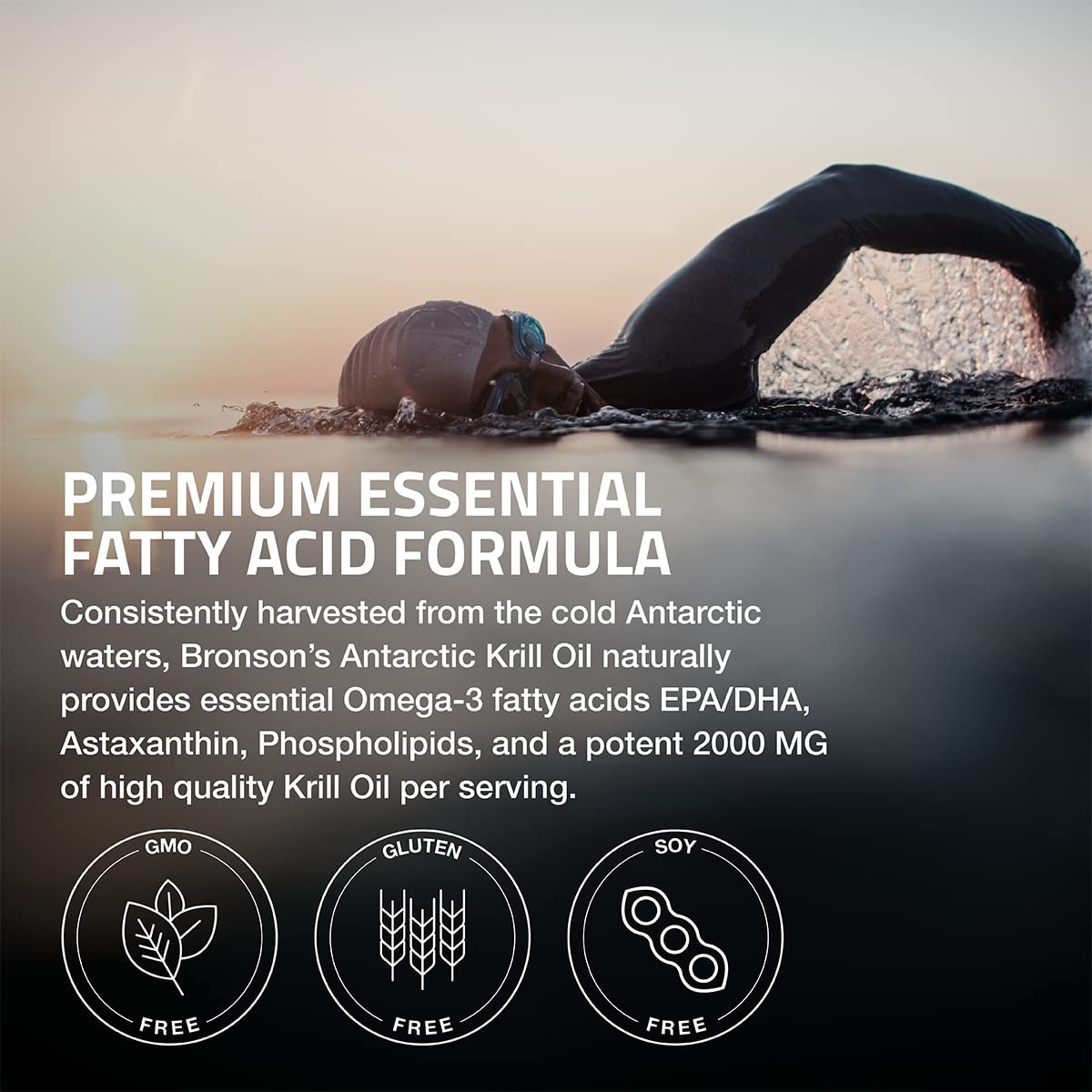 Antarctic Krill Oil 2000mg – Omega-3 EPA DHA, Astaxanthin, Phospholipids, 120 So