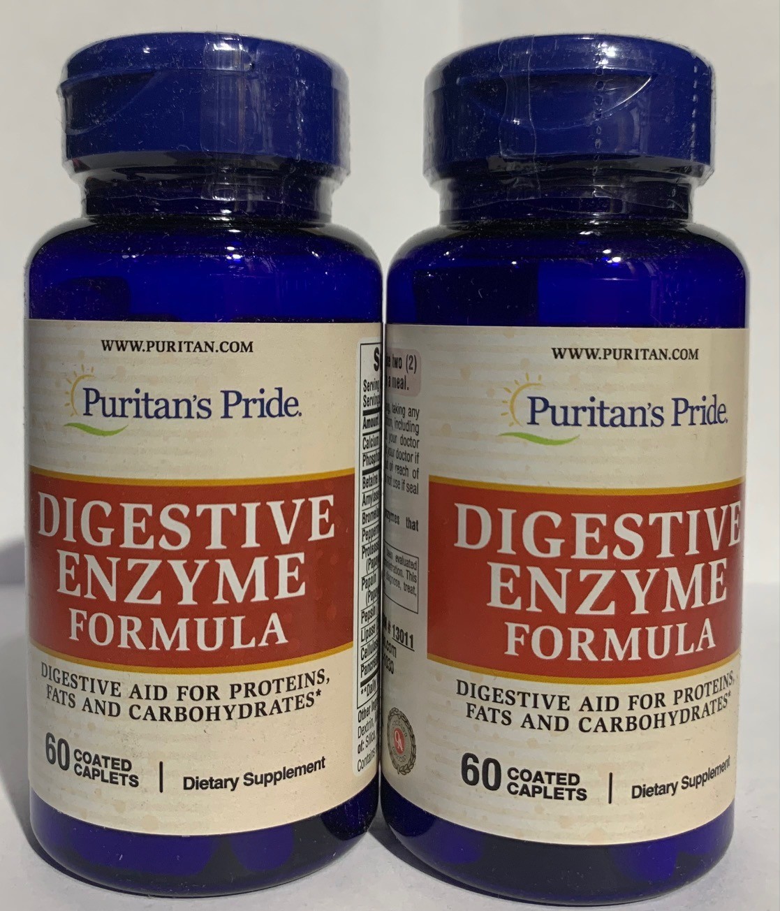 Puritan’s Pride Digestive Enzyme Formula 60 Caplets Pack of 2 Total 120 Caplets