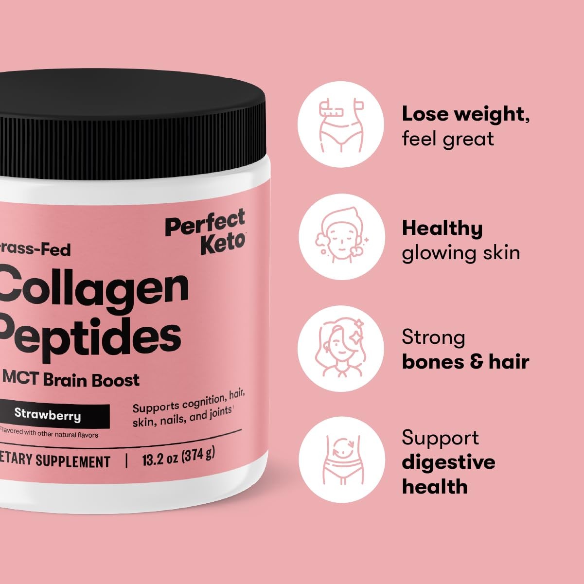 Perfect Keto Collagen Peptides, 10.6 Ounce (Pack of 1), Unflavored