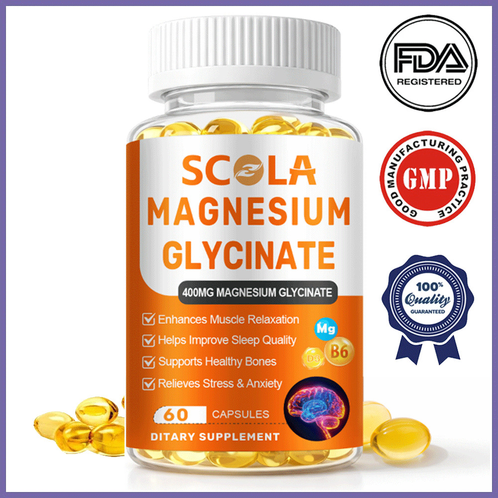 400MG Magnesium Glycinate High Absorption,Improved Sleep, Stress, Anxiety Relief