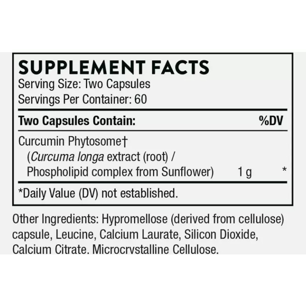 Thorne Curcumin Phytosome High 1000mg Capsules 60 Absorption Dietary Supplement-