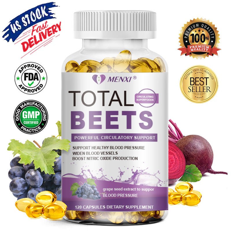 Total Beets 1050mg Concentrated Beet Root 120 Capsules Circulation Support