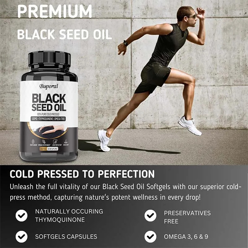 Black Seed Oil 240pcs,Promotes Heart and Brain Function Health,Joint Flexibility