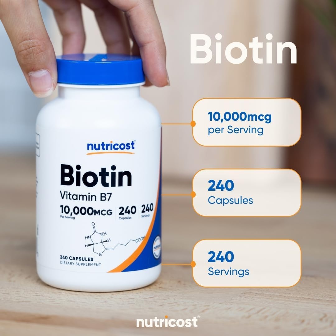 Biotin (Vitamin B7) 10,000mcg (10mg), 240 Capsules