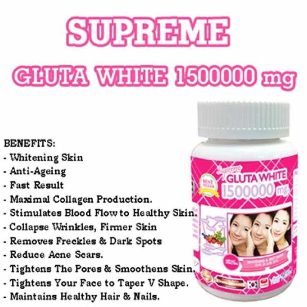Supreme Gluta White Glutathione + Acorbic Vitamin C 1000mg Whitening Skin