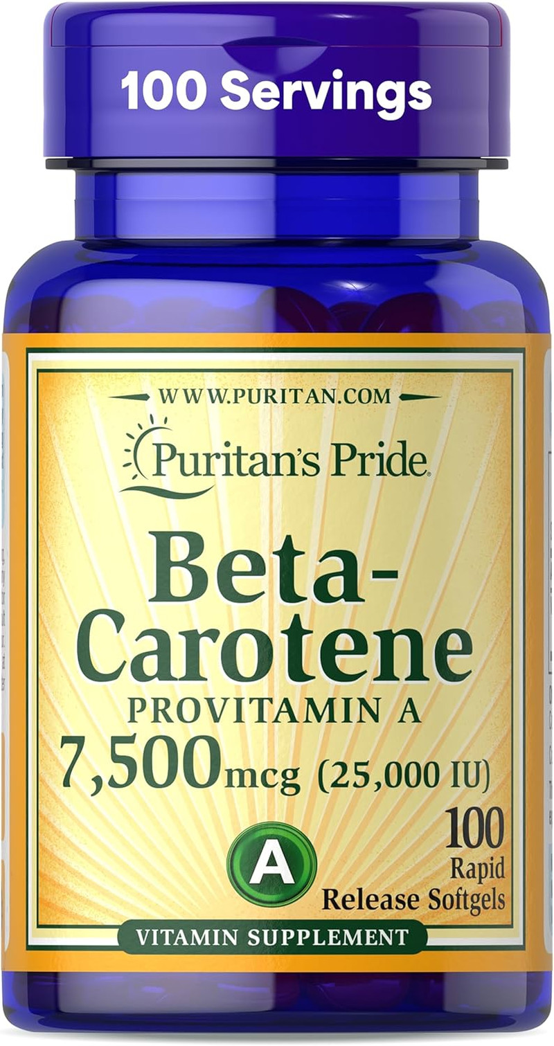Beta Carotene Provitamin a 7,500Mcg (25,000 IU), Vitamin Supplement for Immun…