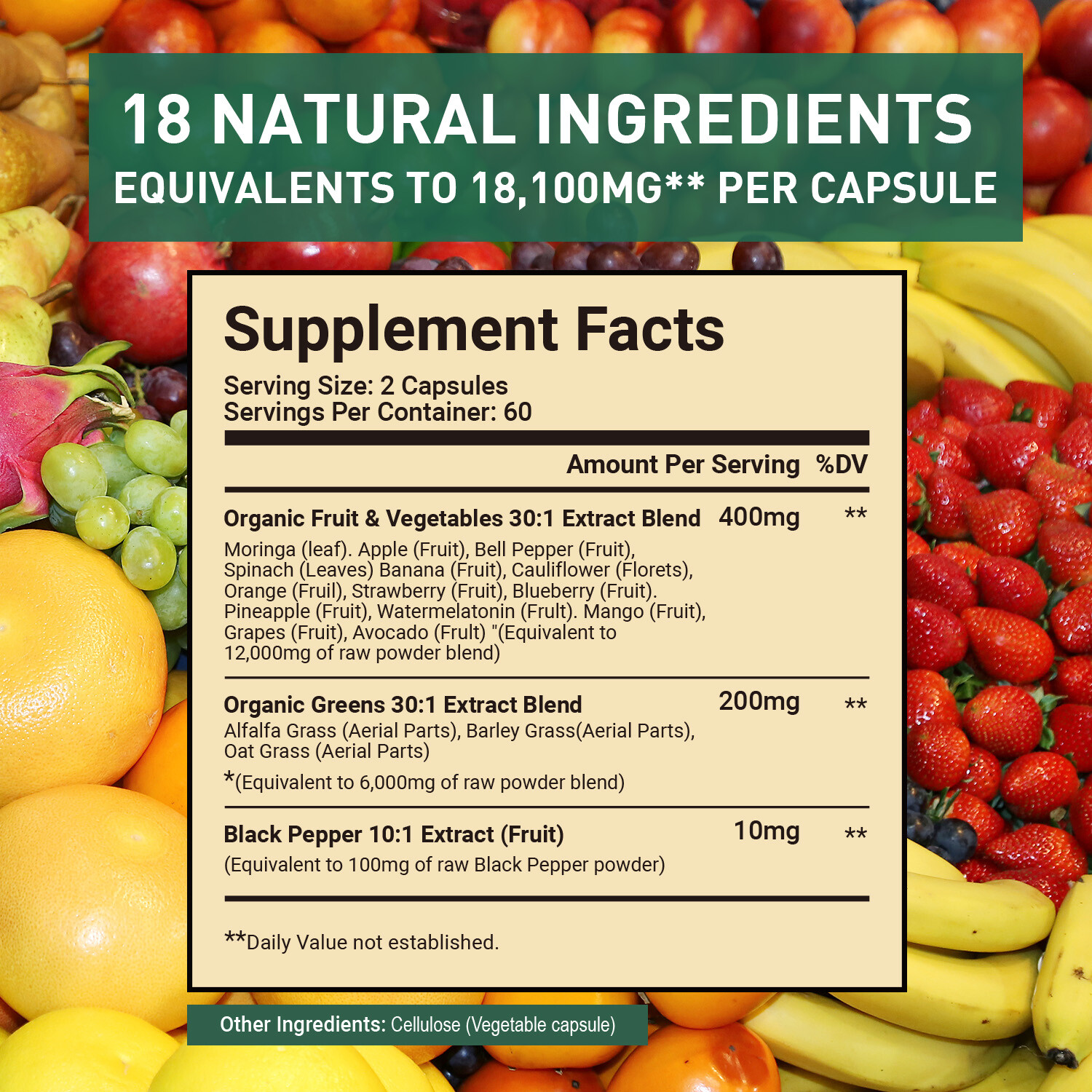 Superfood Greens – Fruits & Veggies – Boost Energy,Immune, Digestive, Gut Health