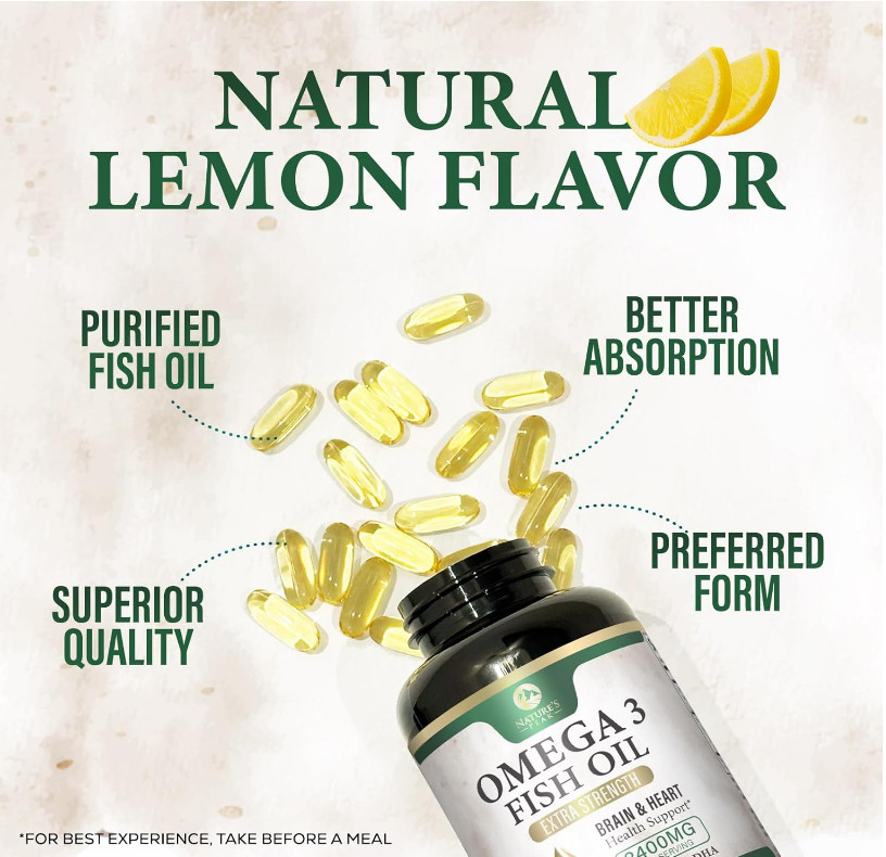 Omega 3 Fish Oil 2400mg – Triple Strength EPA & DHA, 60 Softgels
