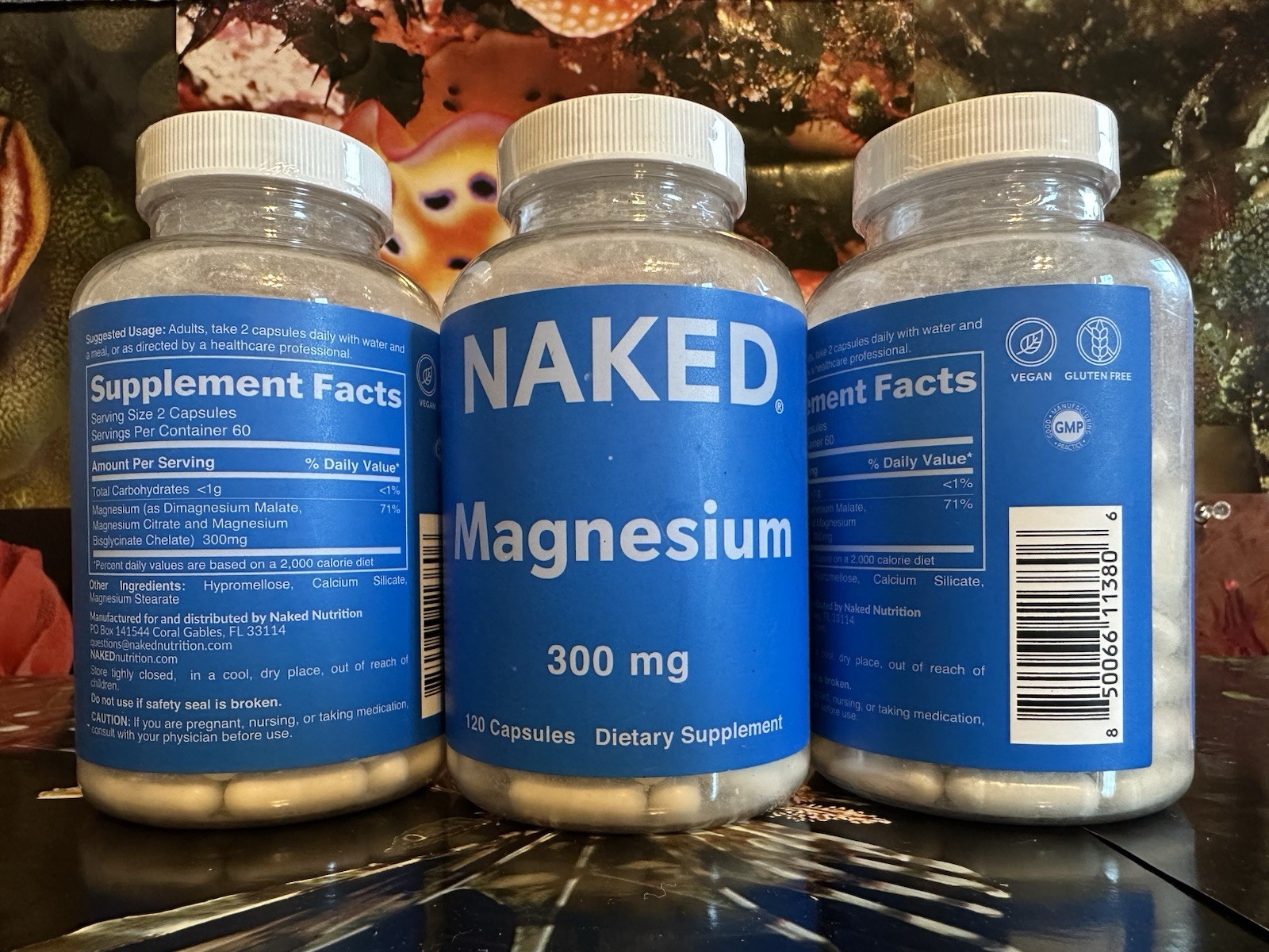 3x SEALED Naked Nutrition Magnesium 300mg Dietary Supplement 120 Capsule BB 9/27