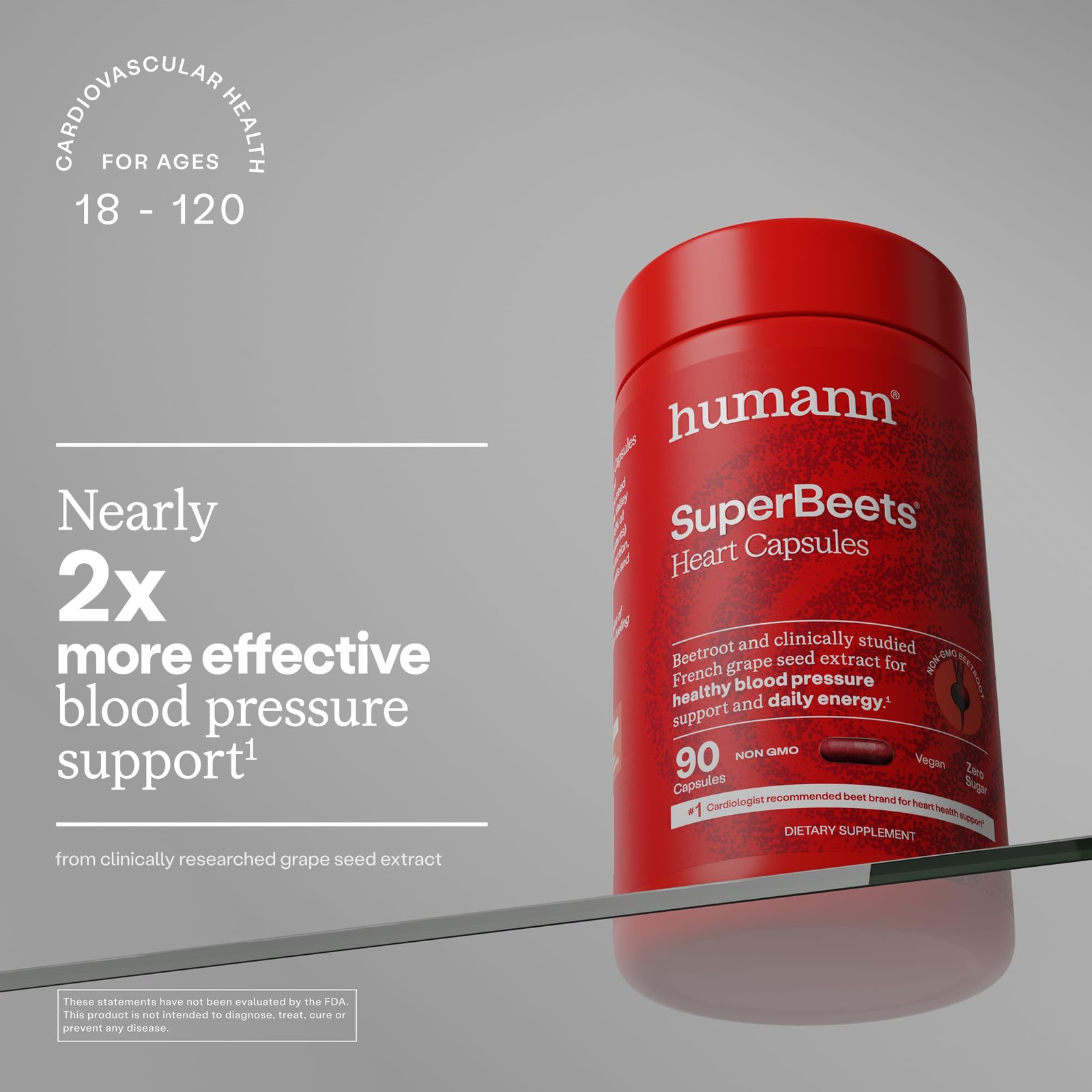 Humann SuperBeets Beet Root Capsules Quick Release 90 Count (Pack of 1)