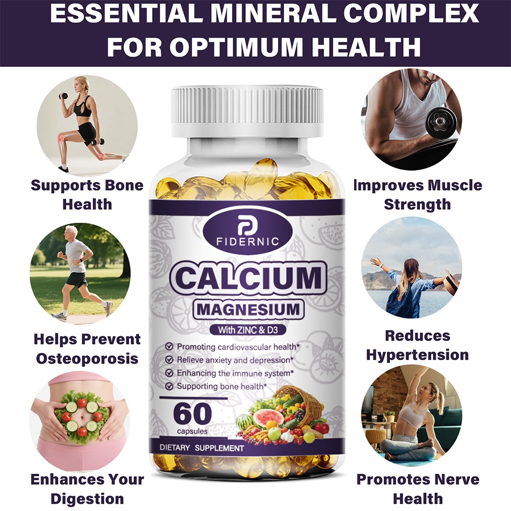 180 PCS Zinc Calcium Magnesium & Vitamin D Complex Supplement Vegetarian