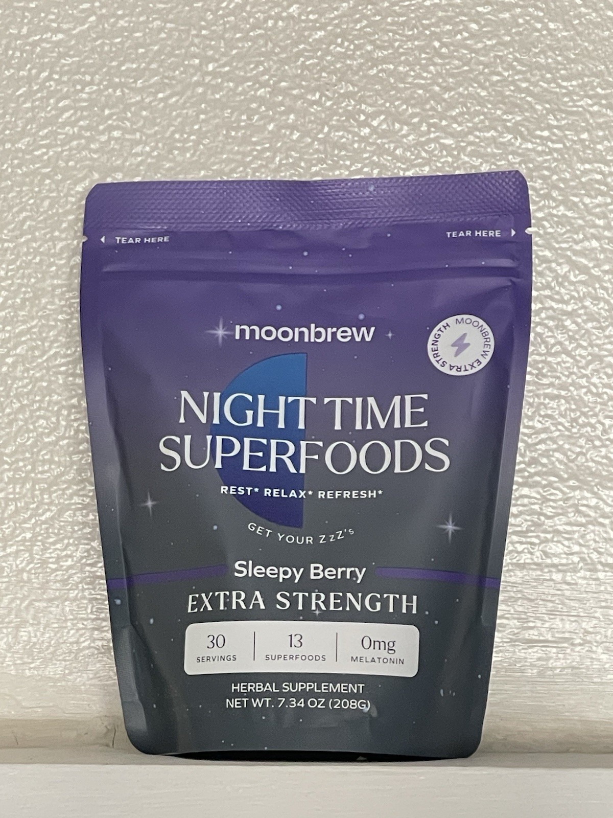 MOONBREW Nighttime Superfoods Sleepy Berry Xtra Strength Vegan 30 Servings 11/26