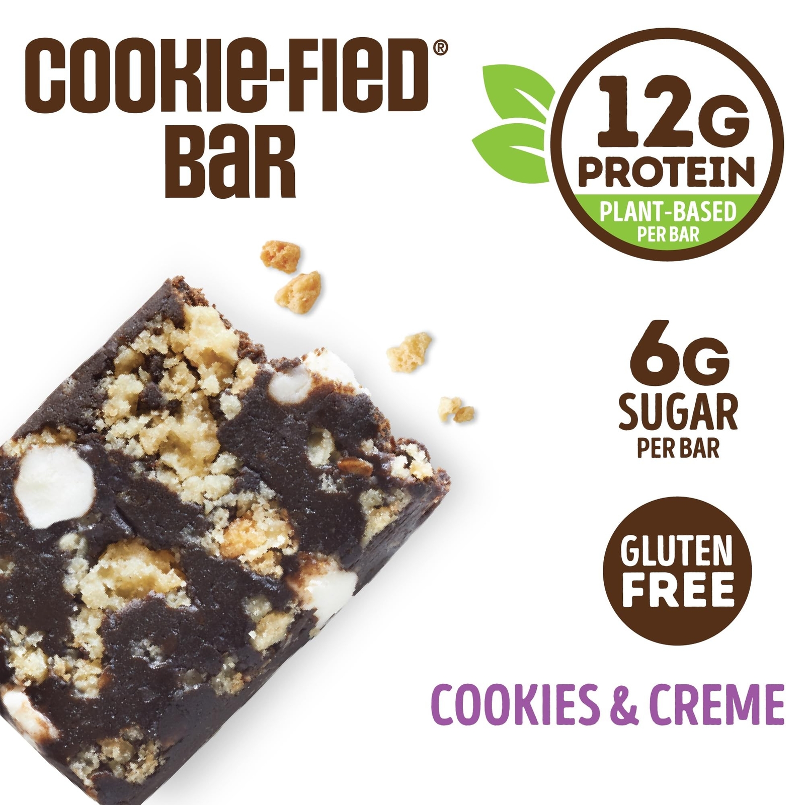 Lenny & Larry’s Cookie-fied Bar, Cookies & Creme, 45g – Plant-Based Protein B…