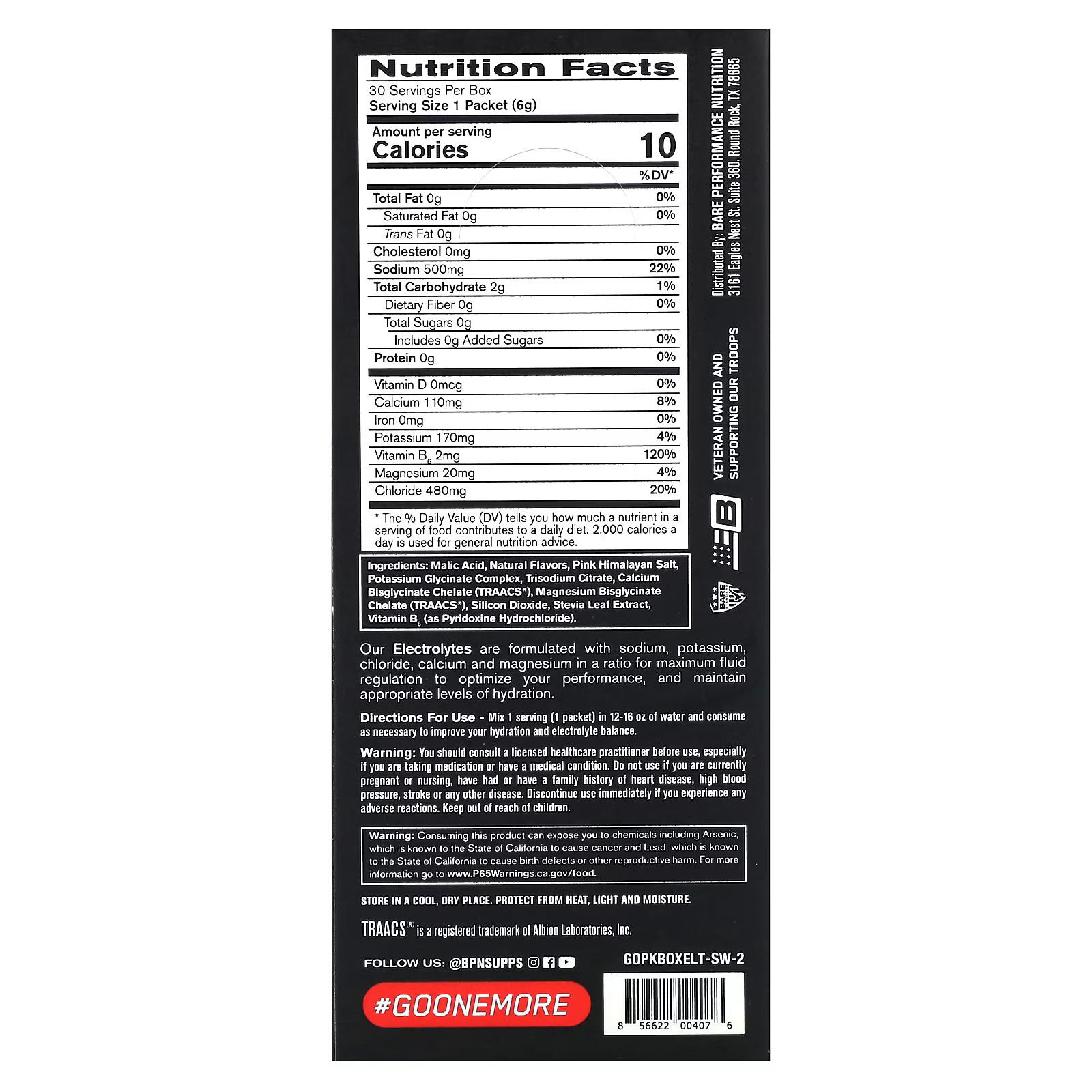 2 X BPN, Electrolytes, Hydration Drink Mix, Salted Watermelon, 30 Packets, 0.21