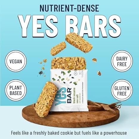 YES Nut Bars – Black Sesame Sea Salt – Healthy Vegan Snack – 6 Count