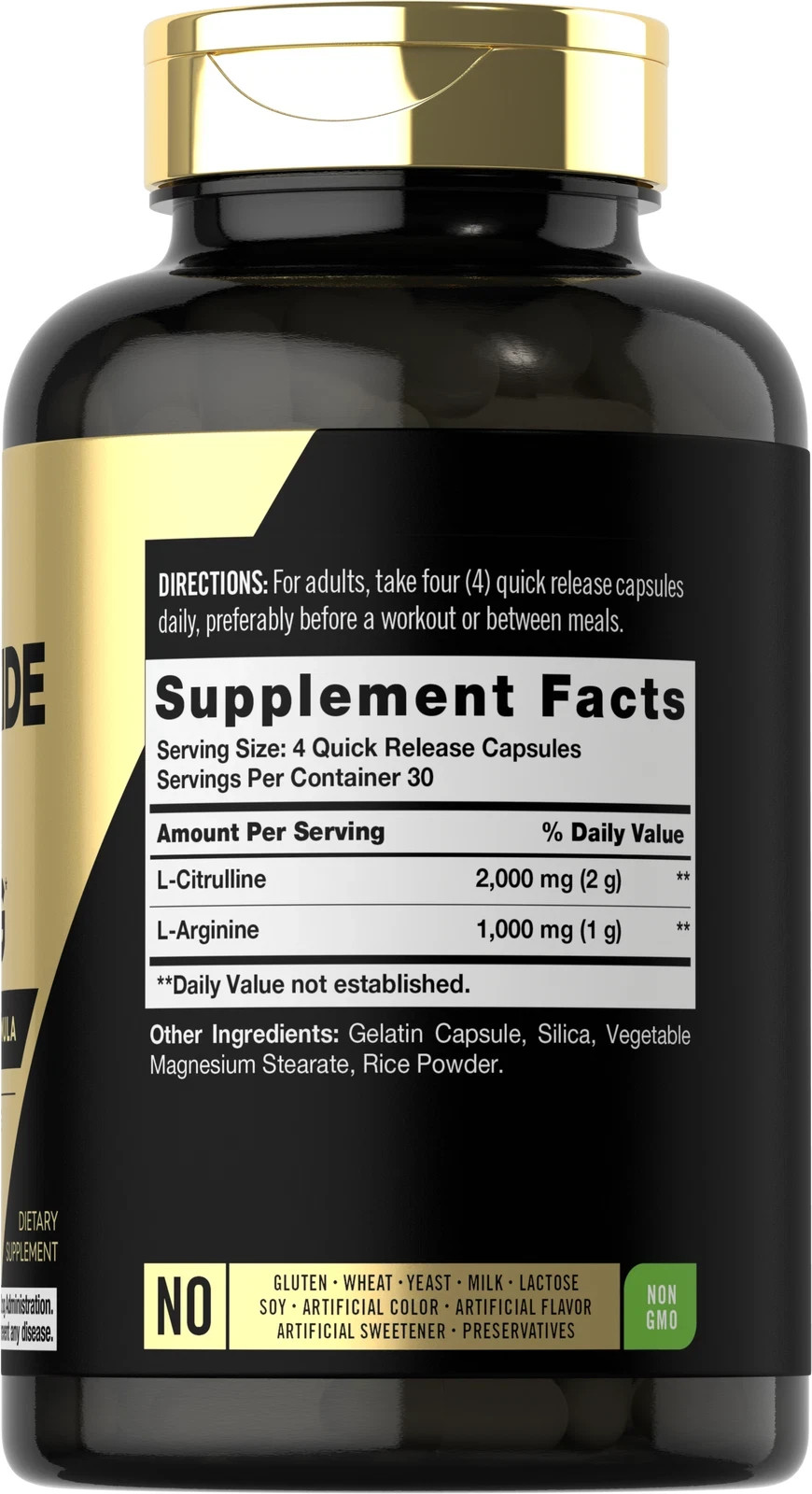 Carlyle Nitric Oxide Capsules 3000mg Pre Workout Supplement 120 Count