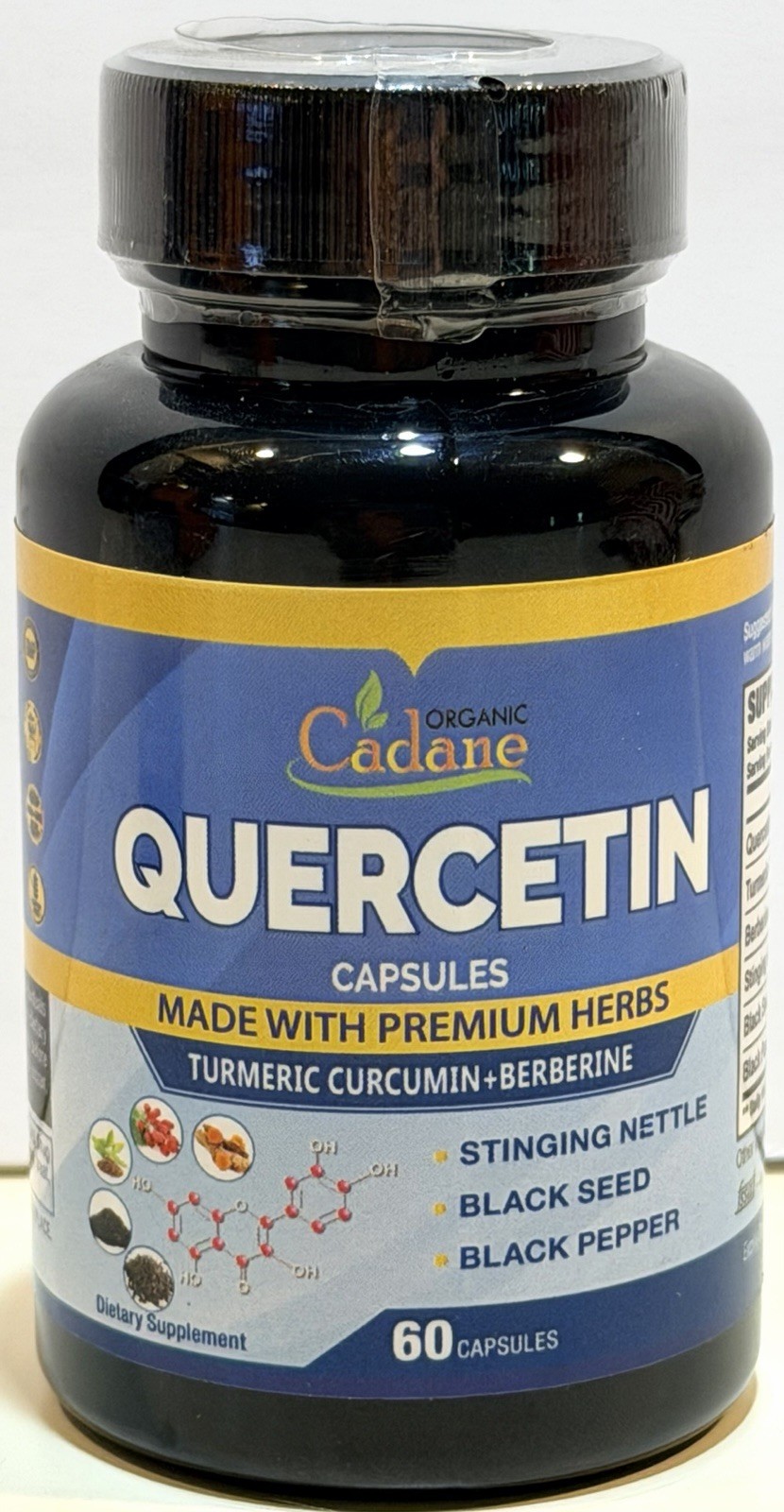 2x Cadane Organic Quercetin Capsules 60 Count w/ Turmeric Berberine Black Seed