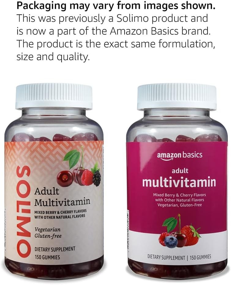 Amazon Basics Adult Multivitamin Gummies Mixed Berry Cherry 150 Count