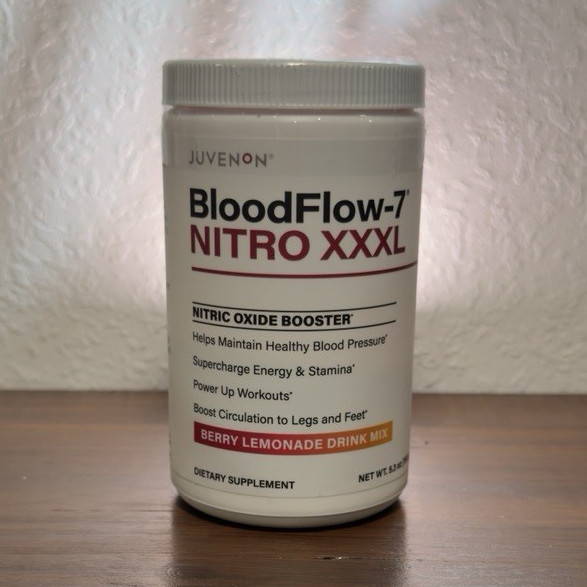 Juvenon BloodFlow-7 Nitro XXXL Nitric Oxide Booster Powder Berry Lemonade 5.3oz