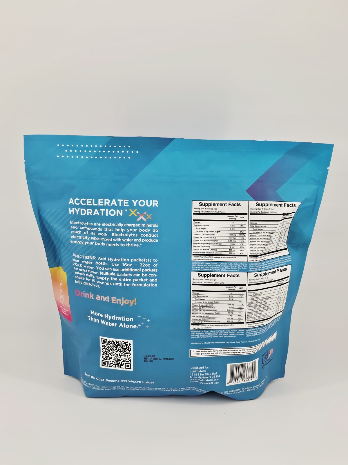HydroMATE Electrolyte Powder Variety Pack Bulk Hydration 90 Count (Pack of 1)