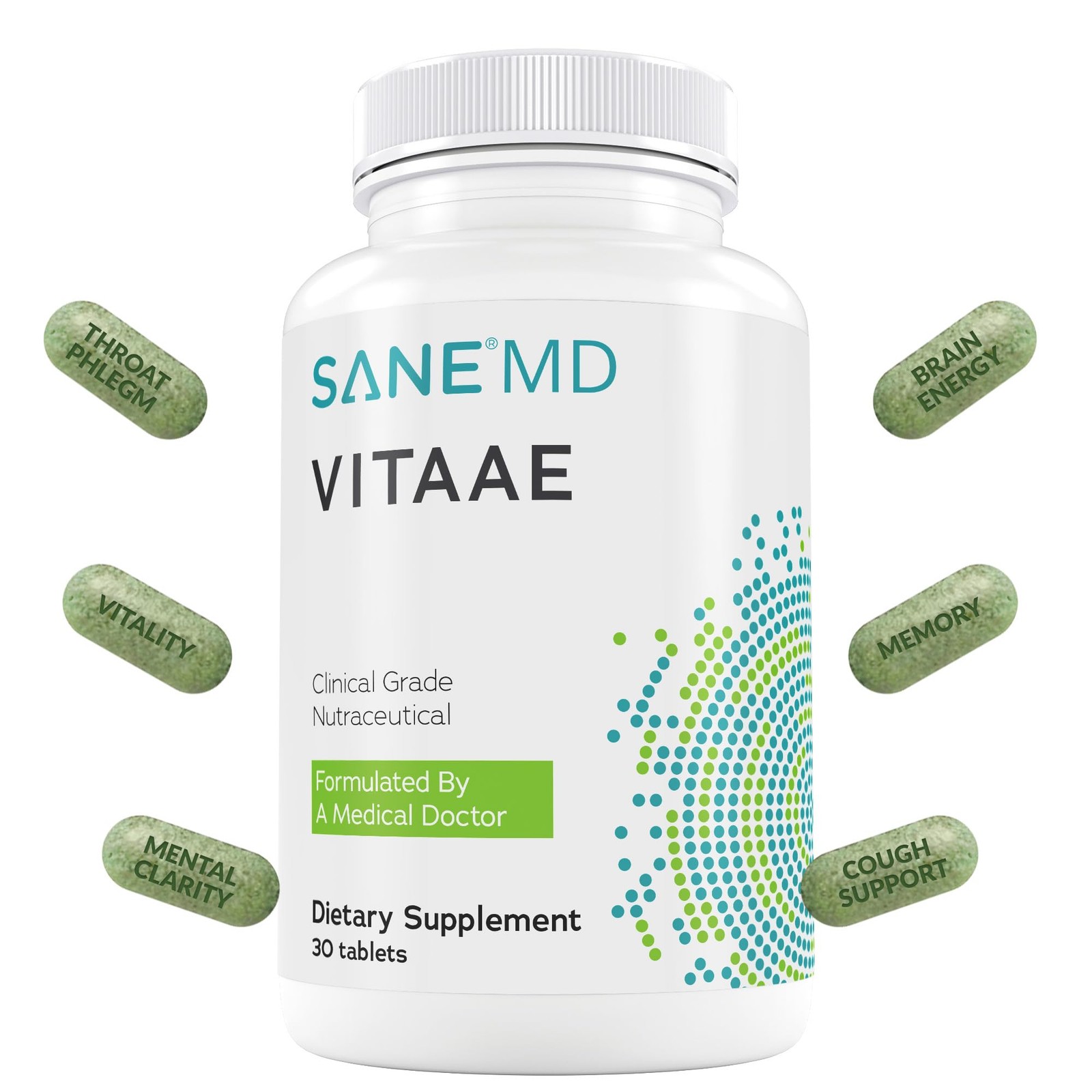 SANE MD Vitaae – Throat Phlegm, Coughing, and Brain 30 Count (Pack of 1)
