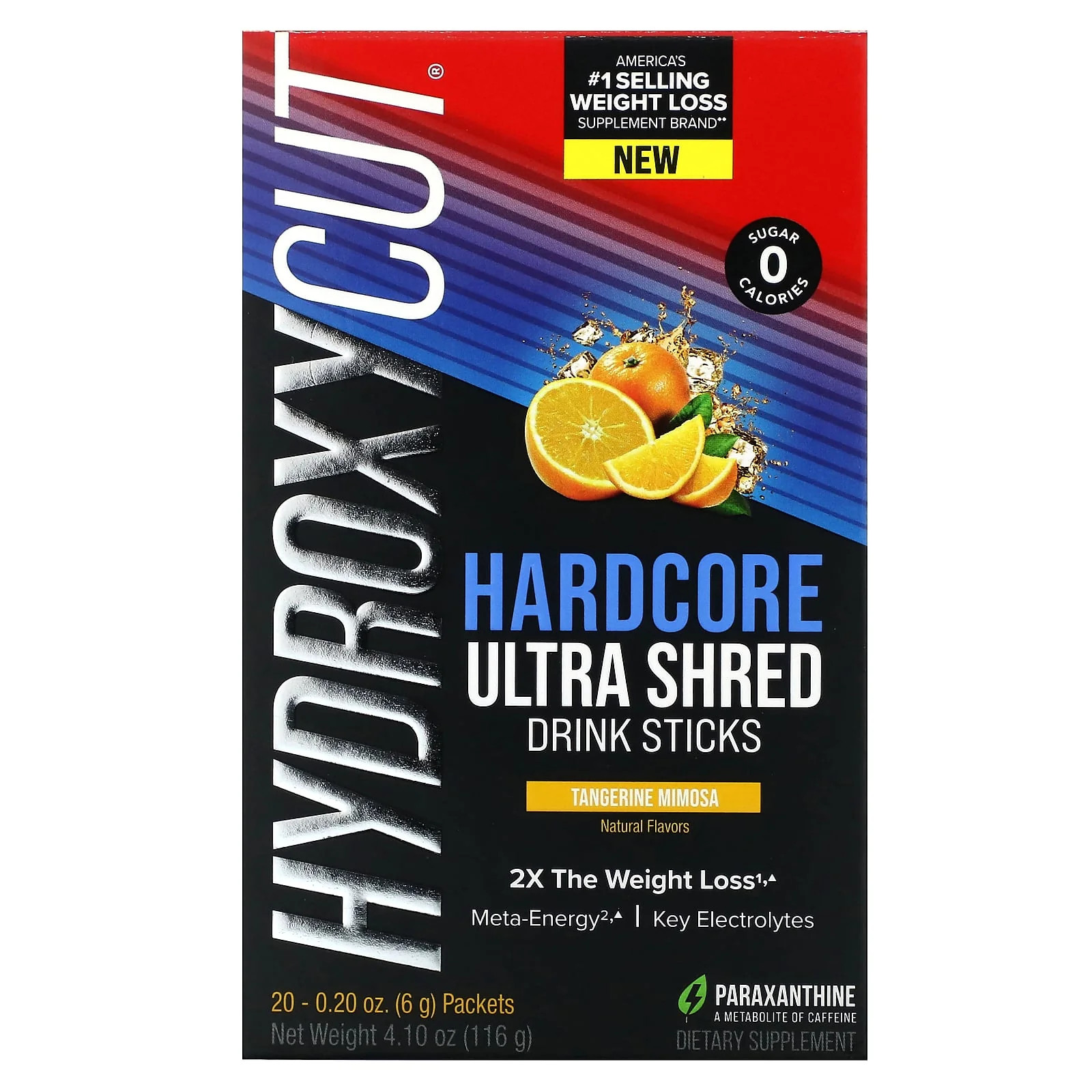 2 X Hydroxycut, Hardcore Ultra Shed Drink Sticks, Tangerine Mimosa, 20 Packets,
