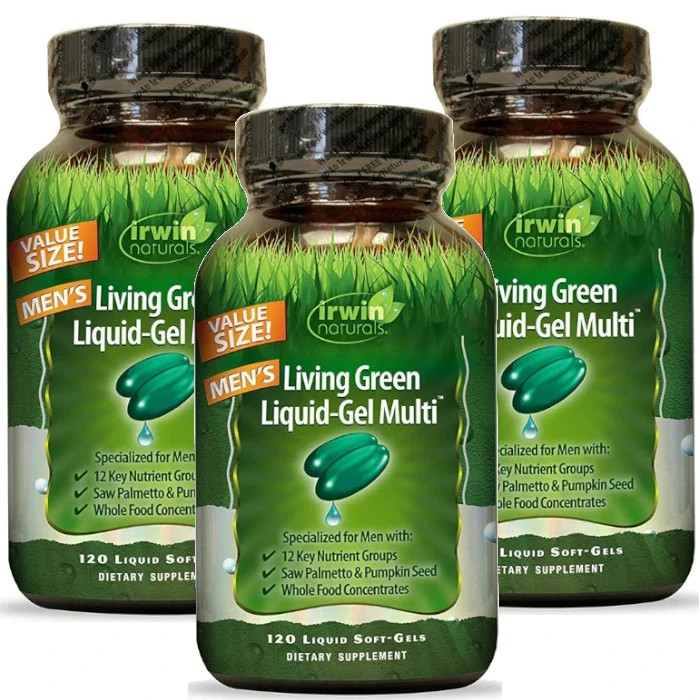Irwin Naturals Men’s Living Green Liquid-Gel Multi 120 Softgels Each (Pack of 3)
