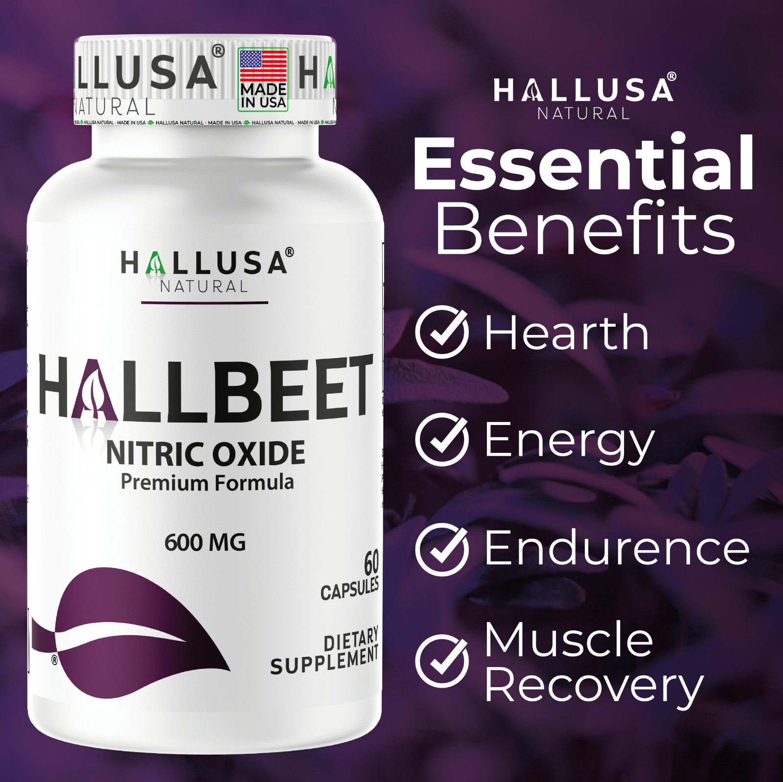 BEET ROOT capsules 600mg Nitric Oxide, Blood Flow & Circulation Support, 60 Caps