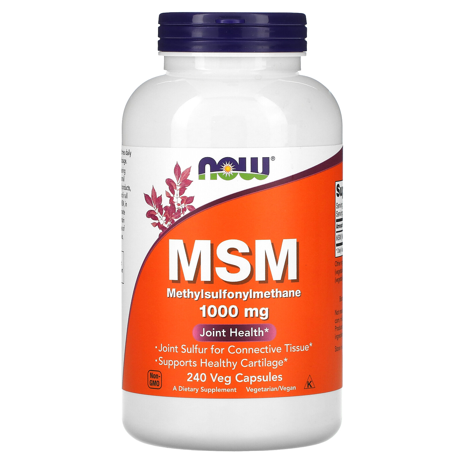 Now Foods MSM 1000 mg 240 Capsules GMP Quality Assured , Non-GMO