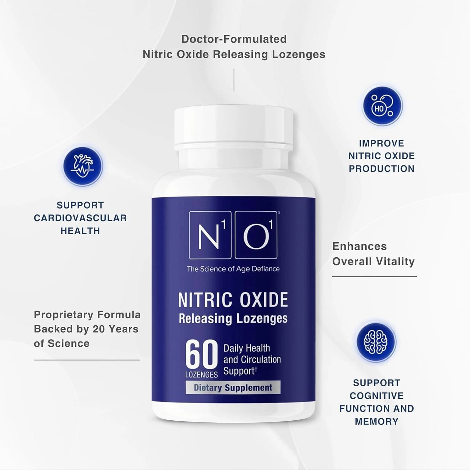 N1O1 Nitric Oxide Daily Lozenges 60 Count, Dietary Supplement