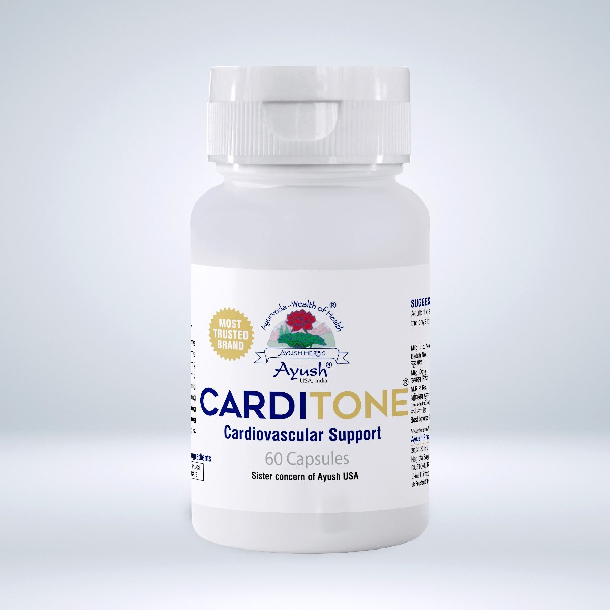 pack of 15 X Carditone Ayush Herbs 60 caplet for Cardiovascul